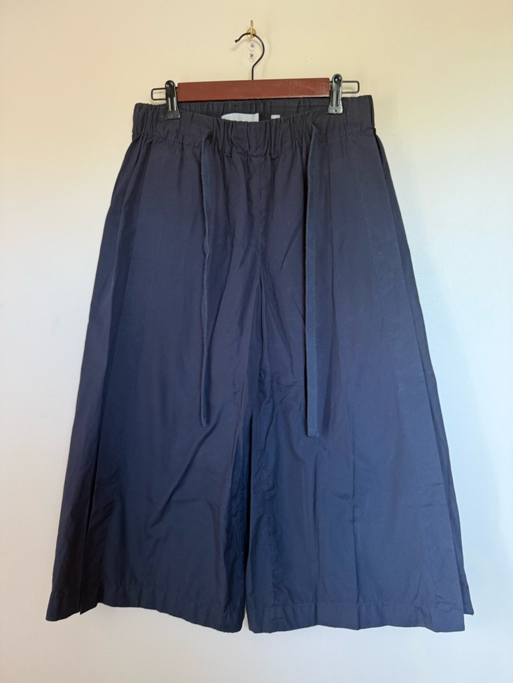 Vince Black Cotton Poplin Wide Leg Crop Pull On Culotte Pants Womens Small